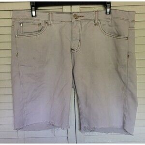 White Bamboo Bermuda Shorts Ripped Denim Casual Fit Perfect for Spring & Summer